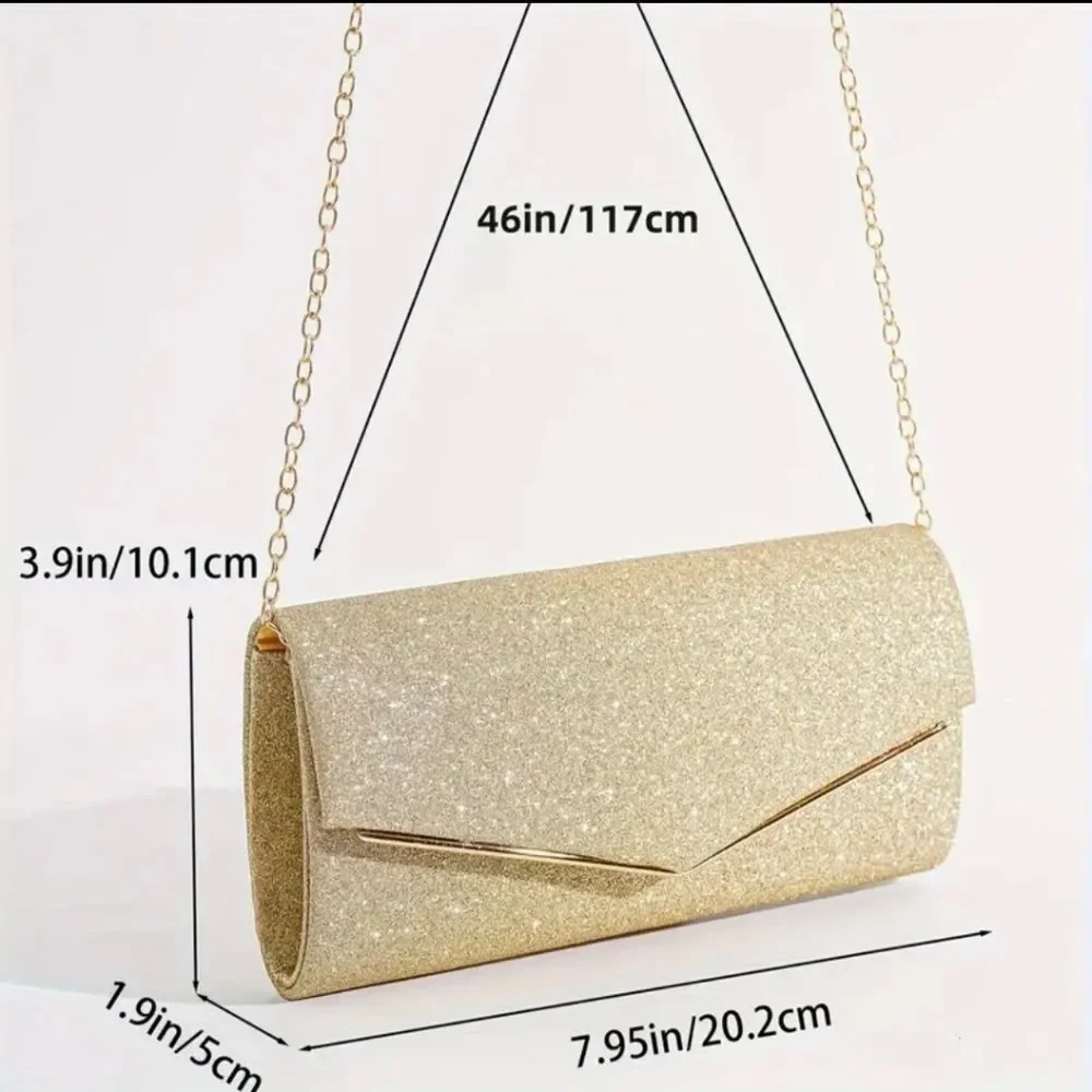 Gold Glitter Sparkling Evening Clutch Bag